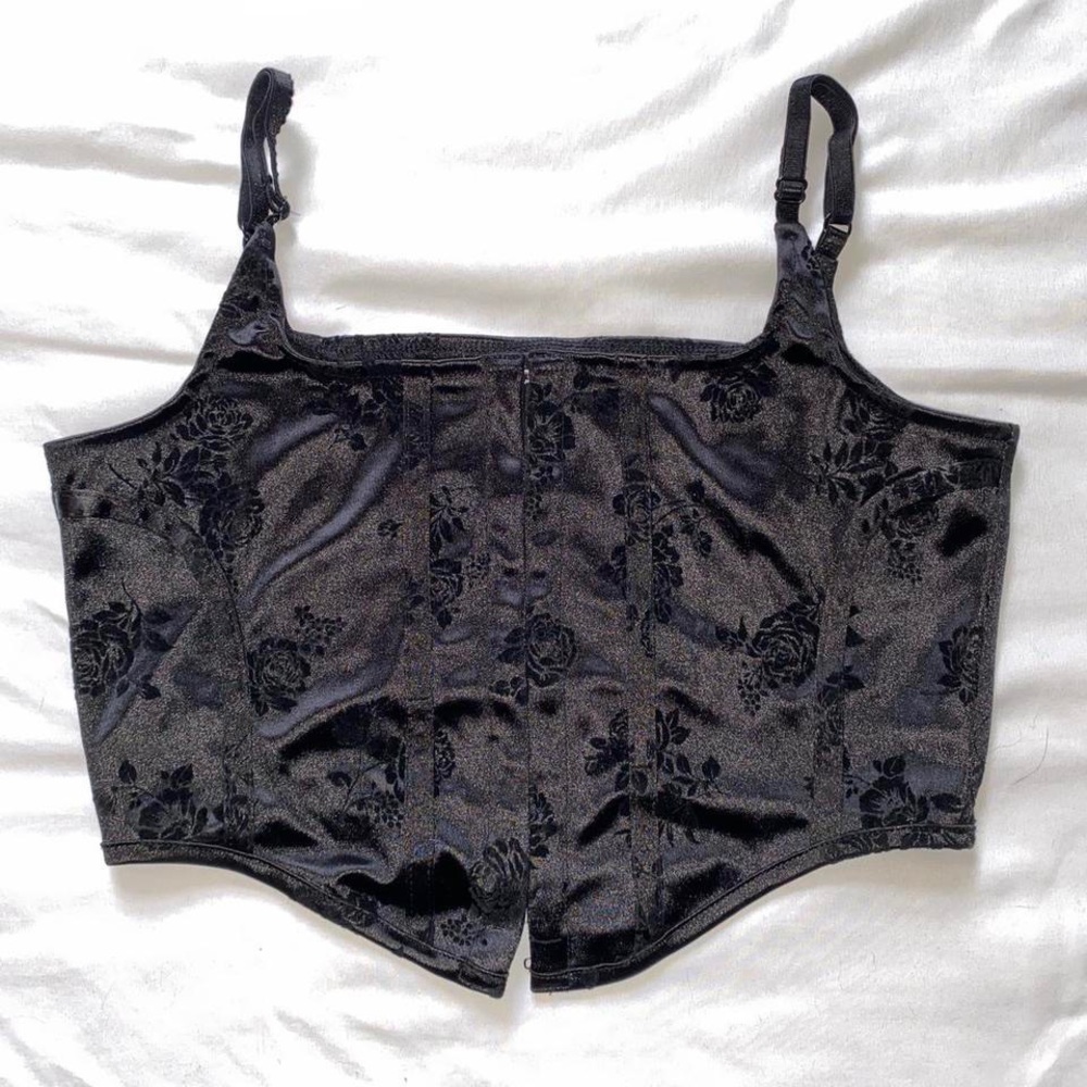 Princess Polly Motel Rocks Black Satin Corset Top
